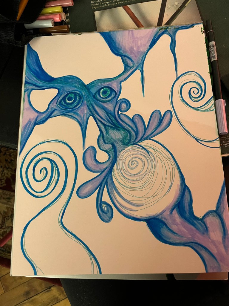 an incomplete sketch in markers